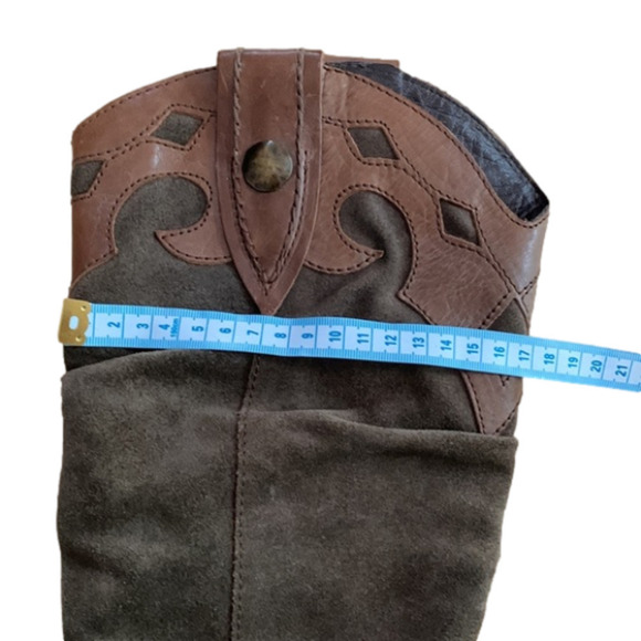 Vtg Italian ALTO GRADIMENTO Womens Brown Suede leather Cowboy boots - Picture 8 of 17